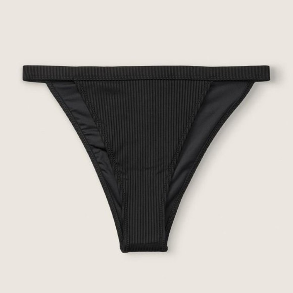 Victoria's Secret PINK Swim Ribbed High Leg Bikini Bottom Black